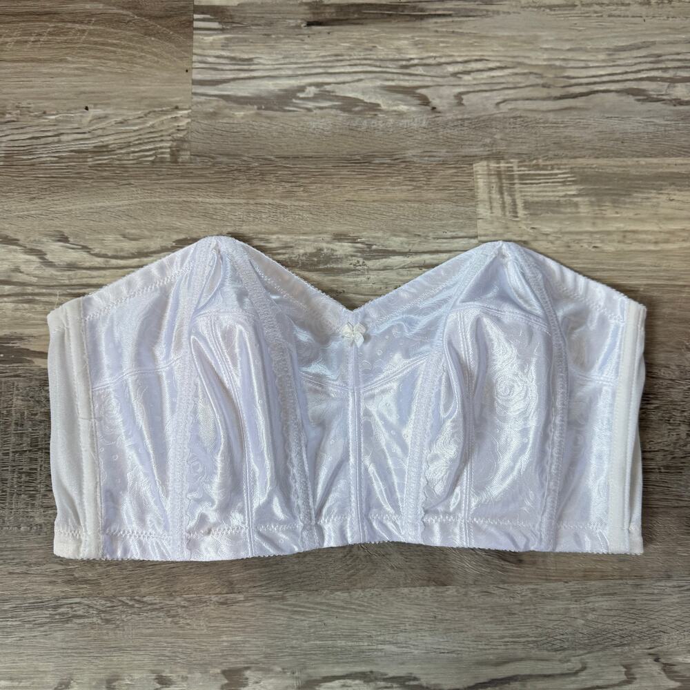 Vintage 90s Fredericks of Hollywood White Longline Bustier Corset Bra Pinup